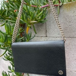 Gucci Black Interlocking GG Crossbody Wallet